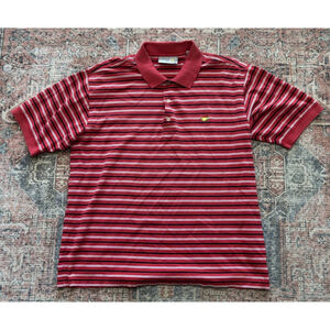 Augusta National Golf Shop Masters Red Striped Cotton Golf Polo Shirt Men XL